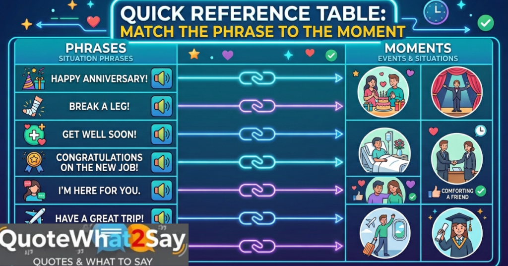 Quick Reference Table: Match the Phrase to the Moment
