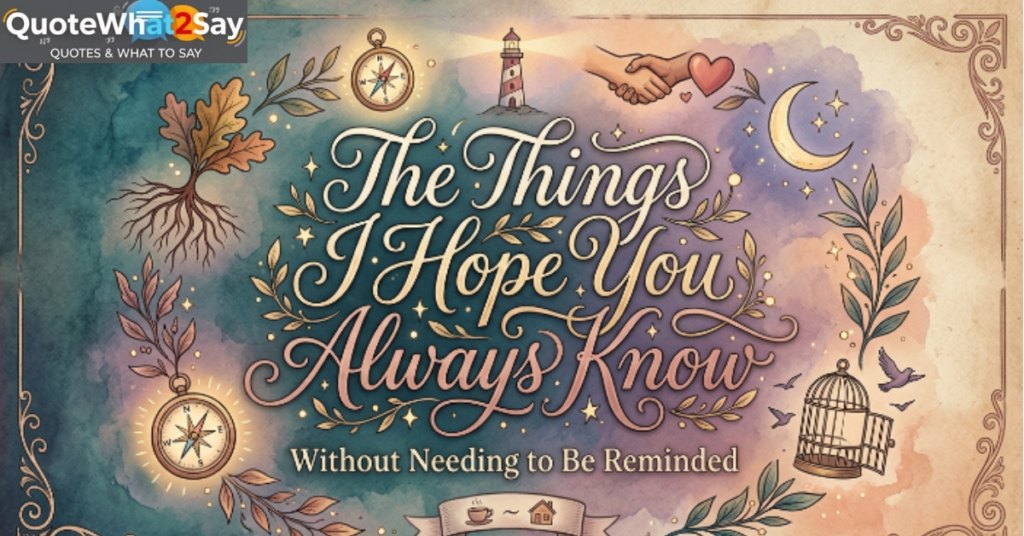 The Things I Hope You Always Know Without Needing to Be Reminded