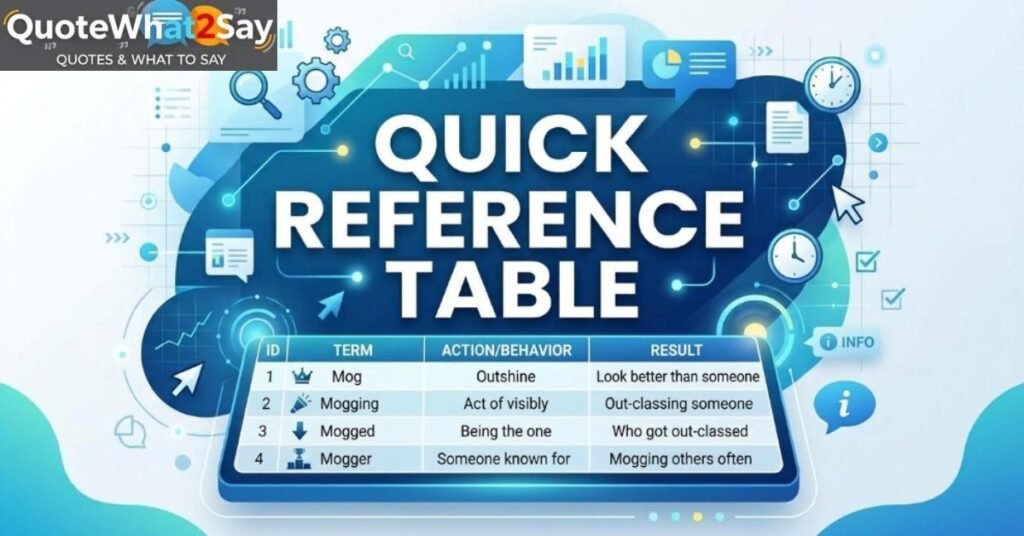 Quick Reference Table