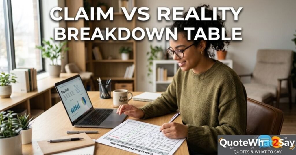 Claim vs Reality Breakdown Table
