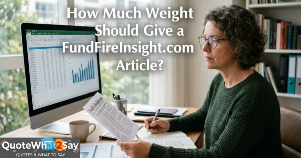 How Much Weight Should You Give a FundFireInsight.com Article?